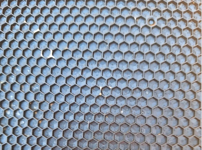 image of plastic foundation with thin beeswax coating