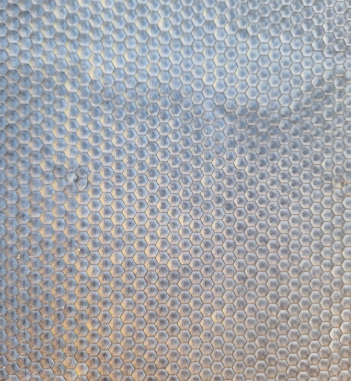 image of plastic foundation with thin beeswax coating